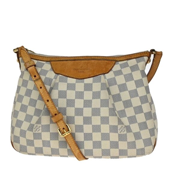 LOUIS VUITTON Siracusa PM Shoulder Bag Damier Azur Leather White - Picture 1 of 16
